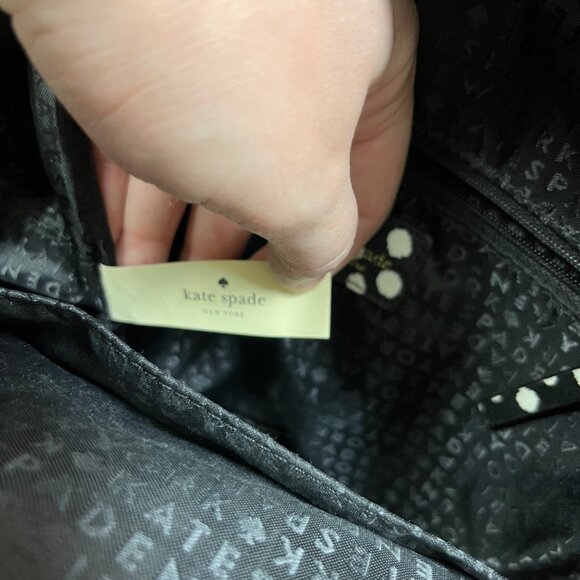 Kate Spade Laurel Way Musical Printed Dot Leather Black White Backpack Medium - Picture 11 of 12